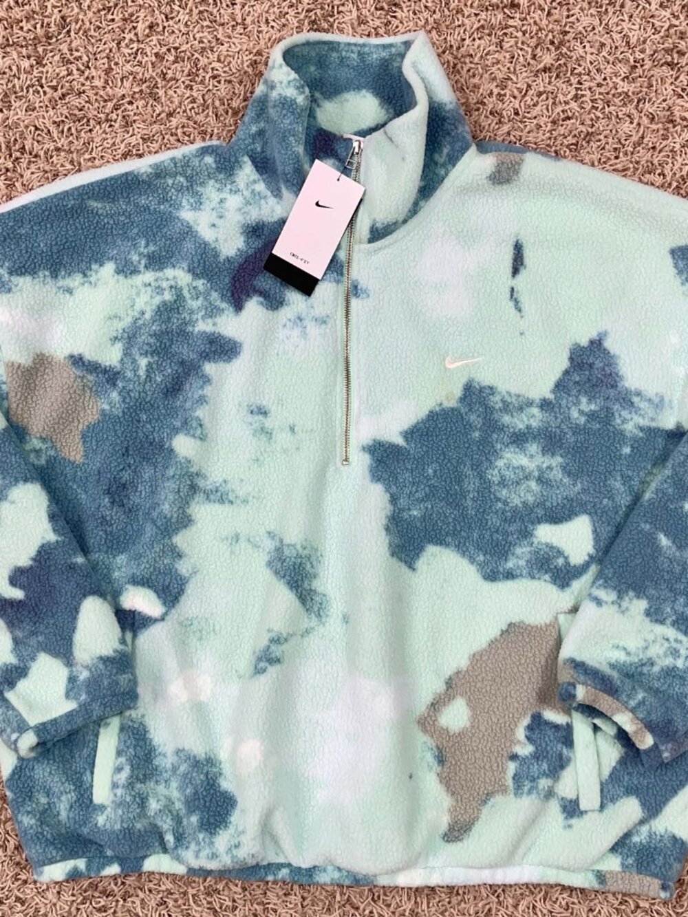 Nike Men's Therma-FIT Half-Zip Printed Sherpa Jacket HV3541-345 Size Large (New)